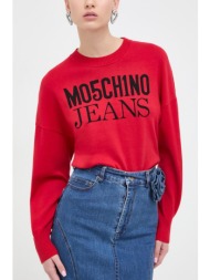 βαμβακερό πουλόβερ moschino jeans χρώμα: κόκκινο 100% βαμβάκι