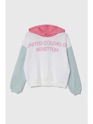 παιδική βαμβακερή μπλούζα united colors of benetton χρώμα: άσπρο, με κουκούλα κύριο υλικό: 100% βαμβ