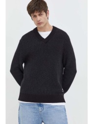 βαμβακερό πουλόβερ tommy jeans χρώμα: μαύρο 100% βαμβάκι