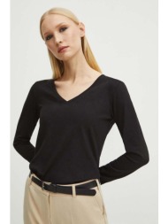 βαμβακερή μπλούζα με μακριά μανίκια medicine γυναικεία, χρώμα: μαύρο 95% βαμβάκι, 5% σπαντέξ