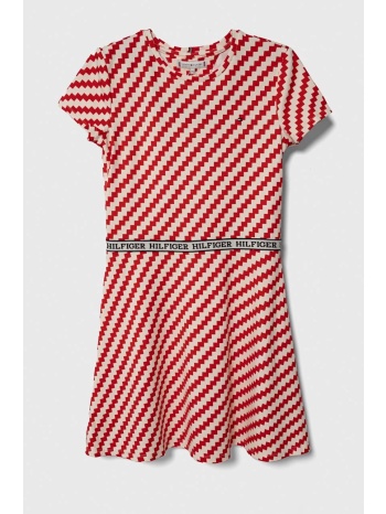 παιδικό φόρεμα tommy hilfiger χρώμα κόκκινο 85% βισκόζη