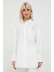 βαμβακερό πουκάμισο tommy hilfiger χρώμα: άσπρο 100% βαμβάκι