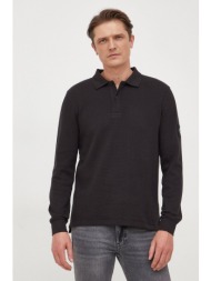 βαμβακερή μπλούζα με μακριά μανίκια calvin klein jeans χρώμα: μαύρο 100% βαμβάκι