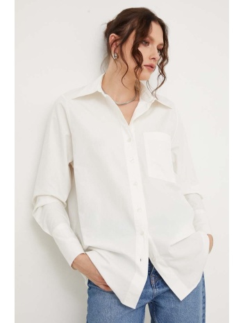 βαμβακερό πουκάμισο answear lab χρώμα άσπρο 100% βαμβάκι