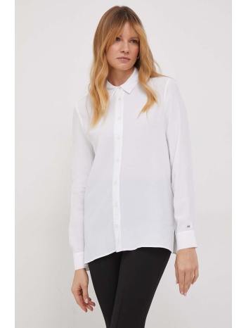 πουκάμισο tommy hilfiger χρώμα άσπρο 100% βισκόζη