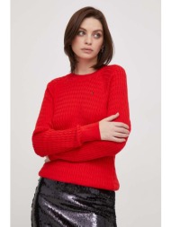 βαμβακερό πουλόβερ tommy hilfiger χρώμα: κόκκινο 100% βαμβάκι