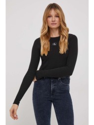 πουλόβερ calvin klein jeans χρώμα: μαύρο 80% βαμβάκι, 17% πολυαμίδη, 3% σπαντέξ
