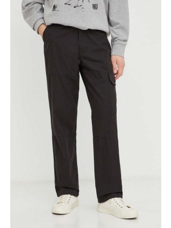 βαμβακερό παντελόνι levi`s patch pocket cargo χρώμα μαύρο