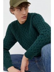 πουλόβερ με προσθήκη μαλλιού abercrombie & fitch ανδρικά, χρώμα: πράσινο 40% νάιλον, 30% μαλλί μεριν