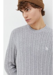 πουλόβερ με προσθήκη μαλλιού abercrombie & fitch ανδρικά, χρώμα: γκρι 70% βαμβάκι, 30% μαλλί μερινός