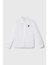 παιδικό βαμβακερό πουκάμισο calvin klein jeans χρώμα: άσπρο 100% βαμβάκι
