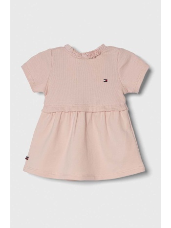 βρεφικό βαμβακερό φόρεμα tommy hilfiger χρώμα ροζ 100%