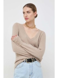 πουλόβερ με προσθήκη μαλλιού morgan γυναικεία, χρώμα: μπεζ 45% ακρυλικό, 37% πολυαμίδη, 15% αιγοκάμη