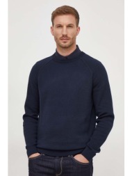πουλόβερ με προσθήκη μαλλιού boss ανδρικά, χρώμα: ναυτικό μπλε 70% βαμβάκι, 30% μαλλί