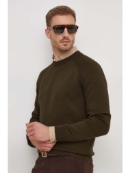 πουλόβερ με προσθήκη μαλλιού boss ανδρικά, χρώμα: καφέ 70% βαμβάκι, 30% μαλλί