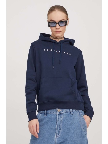 μπλούζα tommy jeans χρώμα ναυτικό μπλε, με κουκούλα 80%