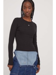 longsleeve tommy jeans χρώμα: μαύρο 95% βαμβάκι, 5% σπαντέξ