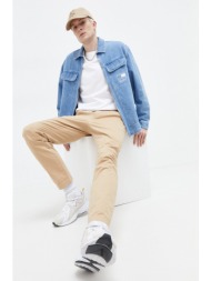παντελόνι tommy jeans χρώμα: μπεζ 97% βαμβάκι, 3% σπαντέξ