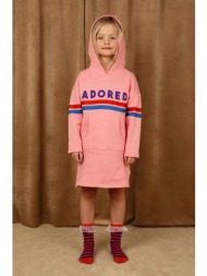 παιδικό βαμβακερό φόρεμα mini rodini χρώμα: ροζ 100% οργανικό βαμβάκι