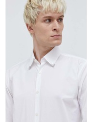 πουκάμισο hugo χρώμα: άσπρο 98% βαμβάκι, 2% σπαντέξ