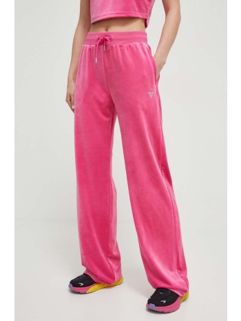 παντελόνι φόρμας guess χρώμα ροζ 95% πολυεστέρας, 5%