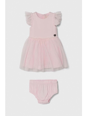 φόρεμα μωρού guess χρώμα ροζ κύριο υλικό 62% βισκόζη, 34%