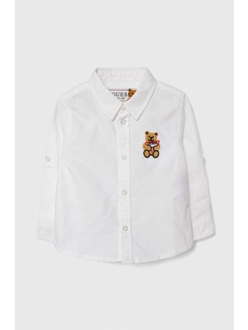 μωρό βαμβακερό πουκάμισο guess χρώμα άσπρο 100% βαμβάκι