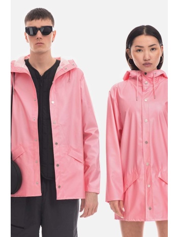 μπουφάν rains essential jacket χρώμα ροζ 100% πολυεστέρας