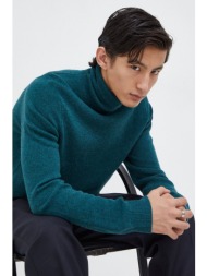 μάλλινο πουλόβερ samsoe samsoe ανδρικά, χρώμα: πράσινο 100% μαλλί μερινός