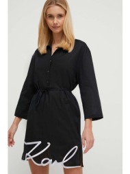 φόρεμα παραλίας karl lagerfeld χρώμα: μαύρο 100% βαμβάκι