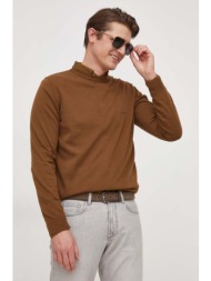 βαμβακερό πουλόβερ boss χρώμα: καφέ 100% βαμβάκι