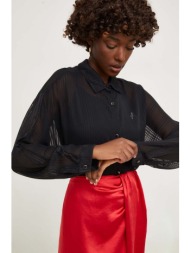 πουκάμισο answear lab χρώμα: μαύρο 100% πολυεστέρας