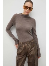 μάλλινο πουλόβερ lovechild γυναικεία, χρώμα: γκρι 100% μαλλί μερινός