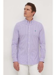 πουκάμισο polo ralph lauren χρώμα: μοβ 91% βαμβάκι, 9% σπαντέξ