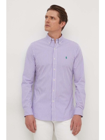 πουκάμισο polo ralph lauren χρώμα μοβ 91% βαμβάκι, 9%