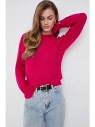 πουλόβερ με προσθήκη μαλλιού morgan γυναικεία, χρώμα: ροζ 45% ακρυλικό, 37% πολυαμίδη, 15% αιγοκάμηλ