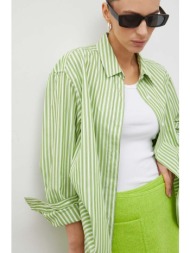 βαμβακερό πουκάμισο samsoe samsoe χρώμα: πράσινο 100% βαμβάκι