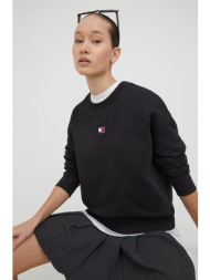 βαμβακερή μπλούζα tommy jeans γυναικεία, χρώμα: μαύρο 100% βαμβάκι