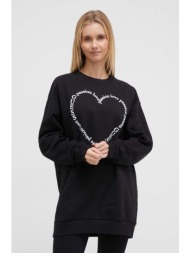 βαμβακερή μπλούζα guess γυναικεία, χρώμα: μαύρο 100% βαμβάκι