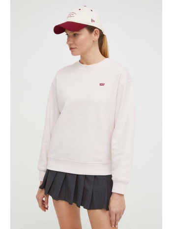 βαμβακερή μπλούζα levi`s γυναικεία, χρώμα ροζ 100% βαμβάκι