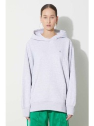 βαμβακερή μπλούζα adidas originals hoodie γυναικεία, χρώμα: γκρι, με κουκούλα, ix2344 100% βαμβάκι