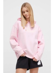 μπλούζα adidas originals adicolor essentials boyfriend hoodie χρώμα: ροζ, με κουκούλα, ir5927 70% βα