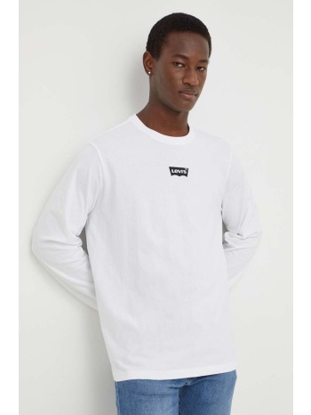 βαμβακερή μπλούζα με μακριά μανίκια levi`s χρώμα άσπρο