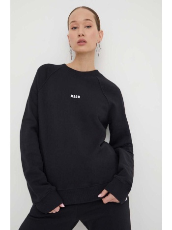 βαμβακερή μπλούζα msgm γυναικεία, χρώμα μαύρο 100% βαμβάκι