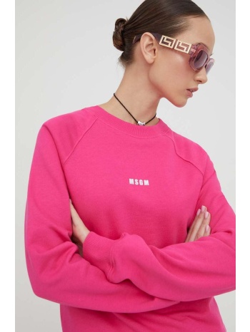 βαμβακερή μπλούζα msgm γυναικεία, χρώμα ροζ 100% βαμβάκι