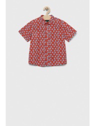 παιδικό βαμβακερό πουκάμισο united colors of benetton χρώμα: κόκκινο 100% βαμβάκι