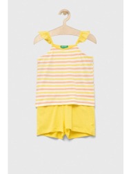 παιδικό βαμβακερό σετ united colors of benetton χρώμα: κίτρινο 100% βαμβάκι