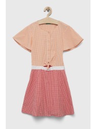παιδικό βαμβακερό φόρεμα united colors of benetton χρώμα: πορτοκαλί 100% βαμβάκι