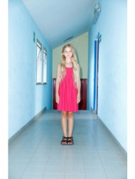 παιδικό βαμβακερό φόρεμα sisley χρώμα: ροζ 100% βαμβάκι