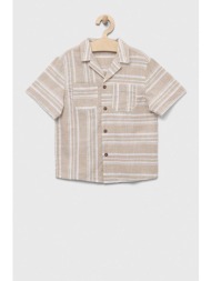 παιδικό βαμβακερό πουκάμισο united colors of benetton χρώμα: μπεζ 100% βαμβάκι